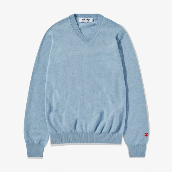 CDG Men Lambswool V Neck Sweater Blue