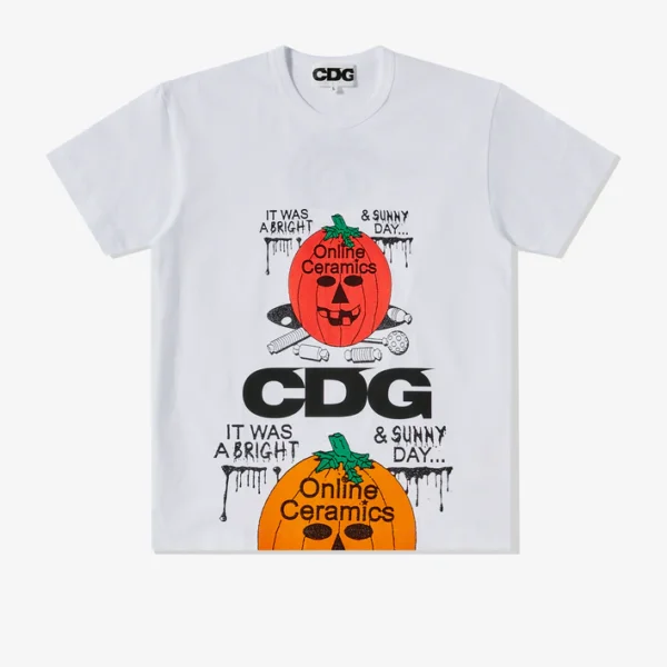 CDG Online Ceramics Pumpkin T-Shirt White - Halloween