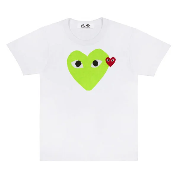 CDG Play T-Shirt Pastel Heart and Red Emblem (Green)