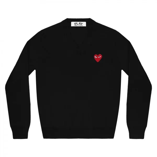 CDG Play V-neck Pullover Red Emblem (Black)